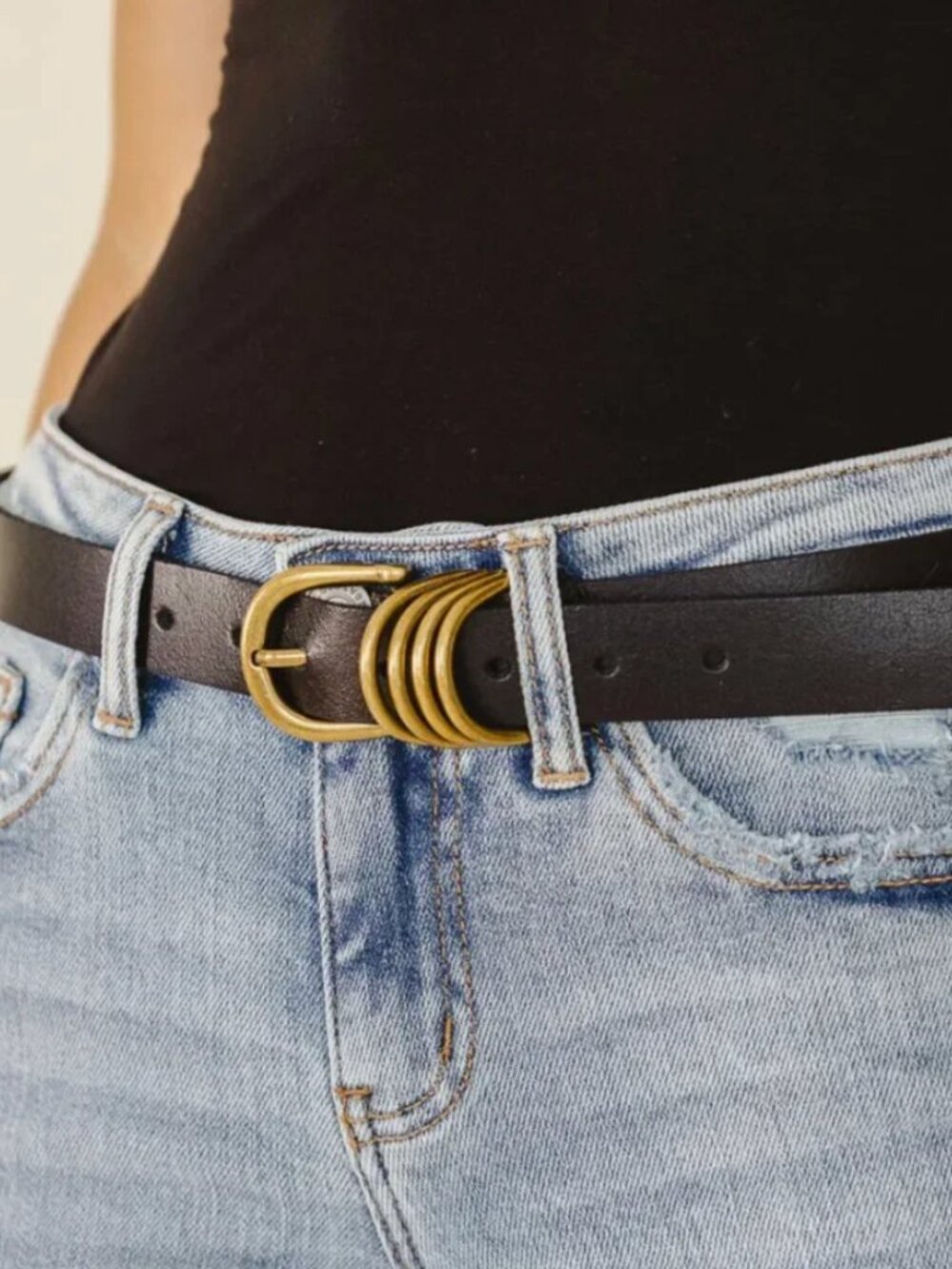 AUDREY LEATHER BELT IN BLACK